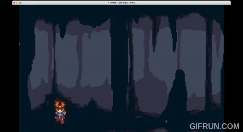 Dark cavern level demonstrating parallax scrolling