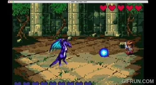 Battle scene with dragon enemy sprite